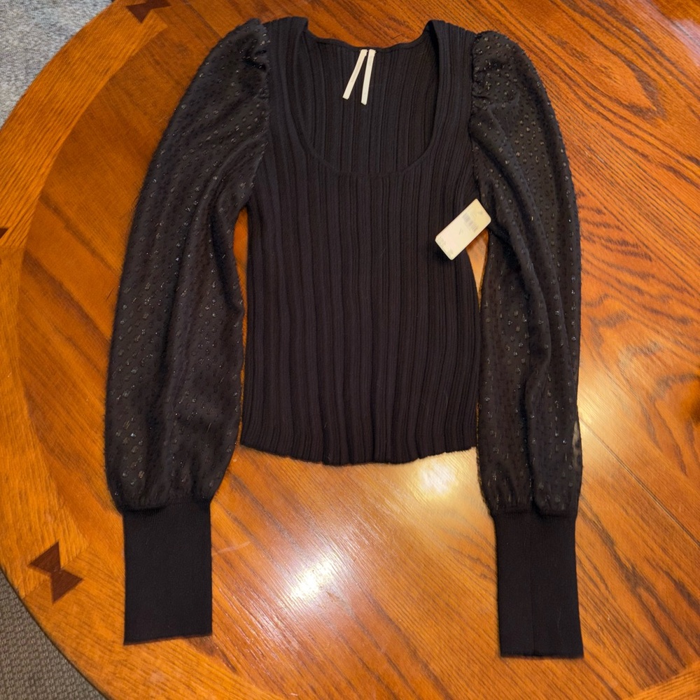 Anthropologie Black Textured Blouse